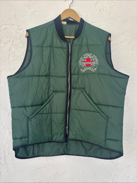 Vintage Other - Vintage Green Quilted Puffer Vest with Workwear Patch
